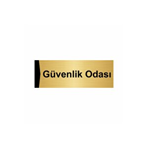 Güvenlik Odası 7x20cm Altın Renk Metal Yönlendirme Levhası