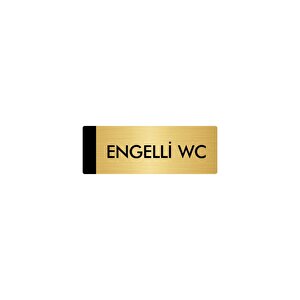 Metal Yönlendirme Levhası, Departman Kapı Isimliği Engelli Wc 7x20 Cm Altın Renk
