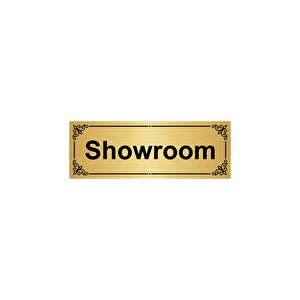 Showroom 7x20cm Altın Renk Metal Yönlendirme Levhası