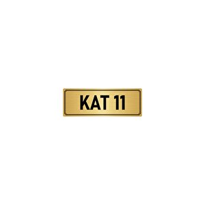 Metal Yönlendirme Levhası, Departman Kapı İsimliği Kat 11 10x20 Cm Altın Renk