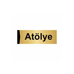 Atölye 10x20cm Altın Renk Metal Yönlendirme Levhası