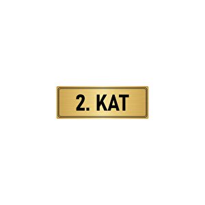 Metal Yönlendirme Levhası, Departman Kapı İsimliği 2. Kat 7x20 Cm Altın Renk