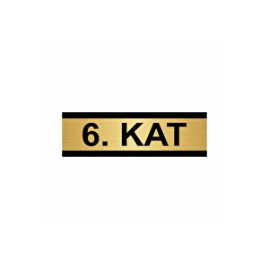6. Kat 10x20cm Altın Renk Metal Yönlendirme Levhası
