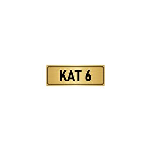 Metal Yönlendirme Levhası, Departman Kapı İsimliği Kat 6 7x20 Cm Altın Renk