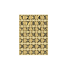 Metal Kapı,masa,dolap Numarası 4x4cm 35 Adet (1..35) Altın Renk Metal