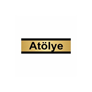 Atölye 5x20cm Altın Renk Metal Yönlendirme Levhası