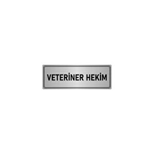 Metal Yönlendirme Levhası, Departman Kapı İsimliği Veteriner Hekim 10x20 Cm Gümüş Renk