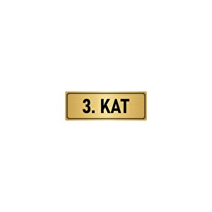 Metal Yönlendirme Levhası, Departman Kapı İsimliği 3. Kat 5x20 Cm Altın Renk