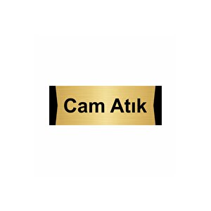 Cam Atık 7x20cm Altın Renk Metal Yönlendirme Levhası