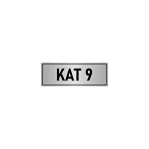 Metal Yönlendirme Levhası, Departman Kapı İsimliği Kat 9 5x20 Cm Gümüş Renk