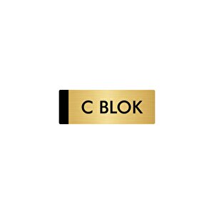 Metal Yönlendirme Levhası, Departman Kapı Isimliği C Blok 7x20 Cm Altın Renk