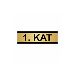 1. Kat 10x20cm Altın Renk Metal Yönlendirme Levhası