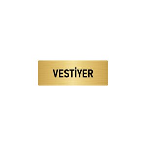 Metal Yönlendirme Levhası, Departman Kapı İsimliği Vestiyer 5x20 Cm Altın Renk