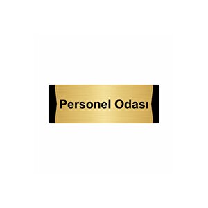 Personel Odası 5x20cm Altın Renk Metal Yönlendirme Levhası