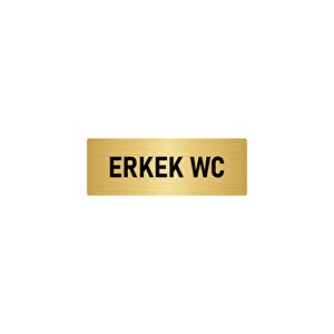Metal Yönlendirme Levhası, Departman Kapı İsimliği Erkek Wc 5x20 Cm Altın Renk