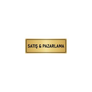 Metal Yönlendirme Levhası, Departman Kapı İsimliği Satış & Pazarlama 5x20 Cm Altın Renk