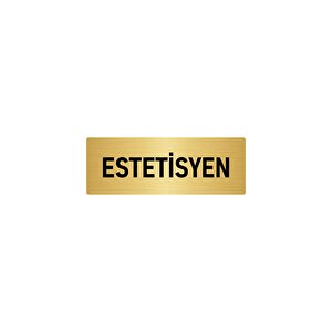 Metal Yönlendirme Levhası, Departman Kapı İsimliği Estetisyen 7x20 Cm Altın Renk