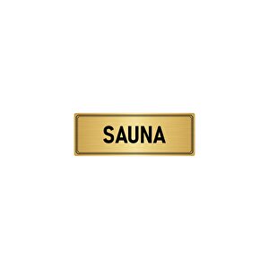 Metal Yönlendirme Levhası, Departman Kapı İsimliği Sauna 10x20 Cm Altın Renk