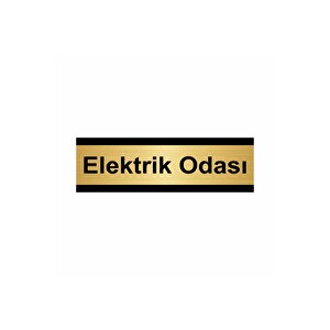 Elektrik Odası 5x20cm Altın Renk Metal Yönlendirme Levhası