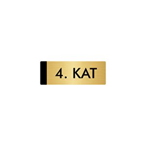 Metal Yönlendirme Levhası, Departman Kapı Isimliği 4. Kat 10x20 Cm Altın Renk