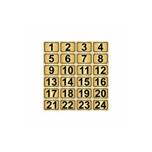15x20cm Metal Yapışkanlı Numara (1..24) 24 Adet Altın Renk Metal