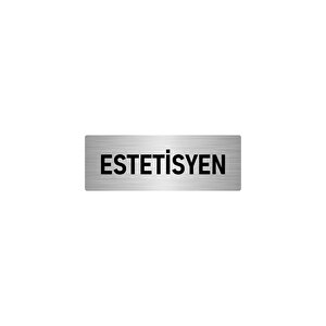 Metal Yönlendirme Levhası, Departman Kapı İsimliği Estetisyen 7x20 Cm Gümüş Renk