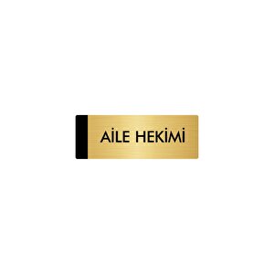 Metal Yönlendirme Levhası, Departman Kapı Isimliği Aile Hekimi 10x20 Cm Altın Renk