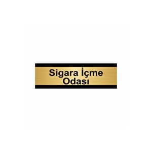 Sigara İçme Odası 7x20cm Altın Renk Metal Yönlendirme Levhası