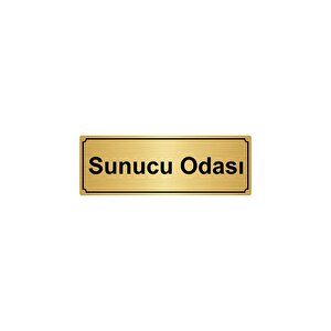 Sunucu Odasi Yönlendi̇rme Levhasi 7cmx20cm Altin Renk Metal