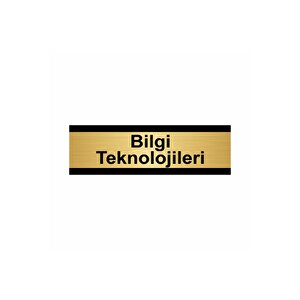 Bilgi Teknolojileri 10x20cm Altın Renk Metal Yönlendirme Levhası