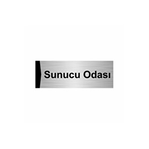 Sunucu Odası 10x20cm Gümüş Renk Metal Yönlendirme Levhası