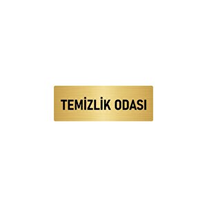 Metal Yönlendirme Levhası, Departman Kapı İsimliği Temizlik Odası 7x20 Cm Altın Renk