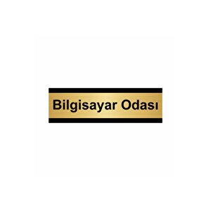 Bilgisayar Odası 10x20cm Altın Renk Metal Yönlendirme Levhası