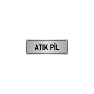 Metal Yönlendirme Levhası, Departman Kapı İsimliği Atık Pil 7x20 Cm Gümüş Renk