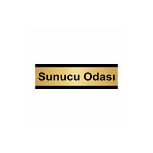 Sunucu Odası 5x20cm Altın Renk Metal Yönlendirme Levhası