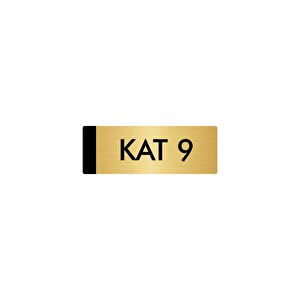 Metal Yönlendirme Levhası, Departman Kapı Isimliği Kat 9 7x20 Cm Altın Renk
