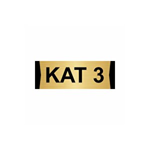 Kat 3  7x20cm Altın Renk Metal Yönlendirme Levhası
