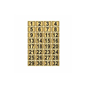 5x7cm Metal Yapışkanlı Numara (1..32) 32 Adet Altın Renk Metal