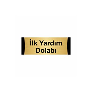 İlk Yardım Dolabı 5x20cm Altın Renk Metal Yönlendirme Levhası