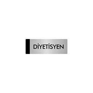 Metal Yönlendirme Levhası, Departman Kapı Isimliği Diyetisyen 7x20 Cm Gümüş Renk