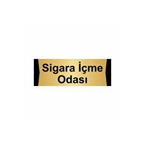 Sigara İçme Odası 10x20cm Altın Renk Metal Yönlendirme Levhası