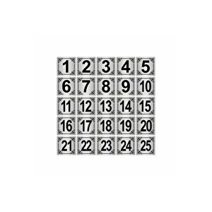 Metal Kapı,masa,dolap Numarası 10x10cm 25 Adet (1..25) Gümüş Renk Metal