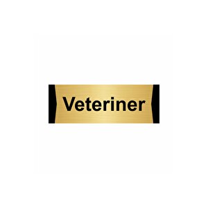 Veteriner 5x20cm Altın Renk Metal Yönlendirme Levhası