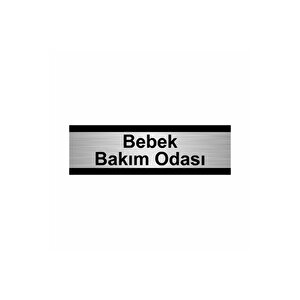 Bebek Bakım Odası 10x20cm Gümüş Renk Metal Yönlendirme Levhası