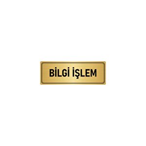 Metal Yönlendirme Levhası, Departman Kapı İsimliği Bilgi İşlem 5x20 Cm Altın Renk