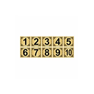 Metal Kapı,masa,dolap Numarası 15x15cm 10 Adet (1..10) Altın Renk Metal