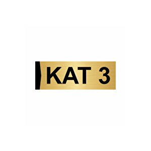 Kat 3  10x20cm Altın Renk Metal Yönlendirme Levhası