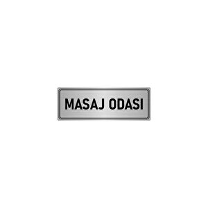 Metal Yönlendirme Levhası, Departman Kapı İsimliği Masaj Odası 7x20 Cm Gümüş Renk