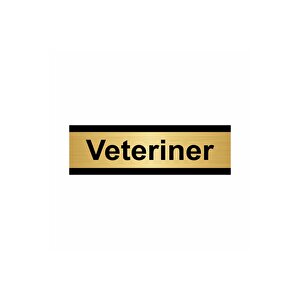 Veteriner 5x20cm Altın Renk Metal Yönlendirme Levhası