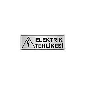 Elektri̇k Tehli̇kesi̇ Yönlendi̇rme Levhasi 10cmx20cm Gümüş Renk Metal